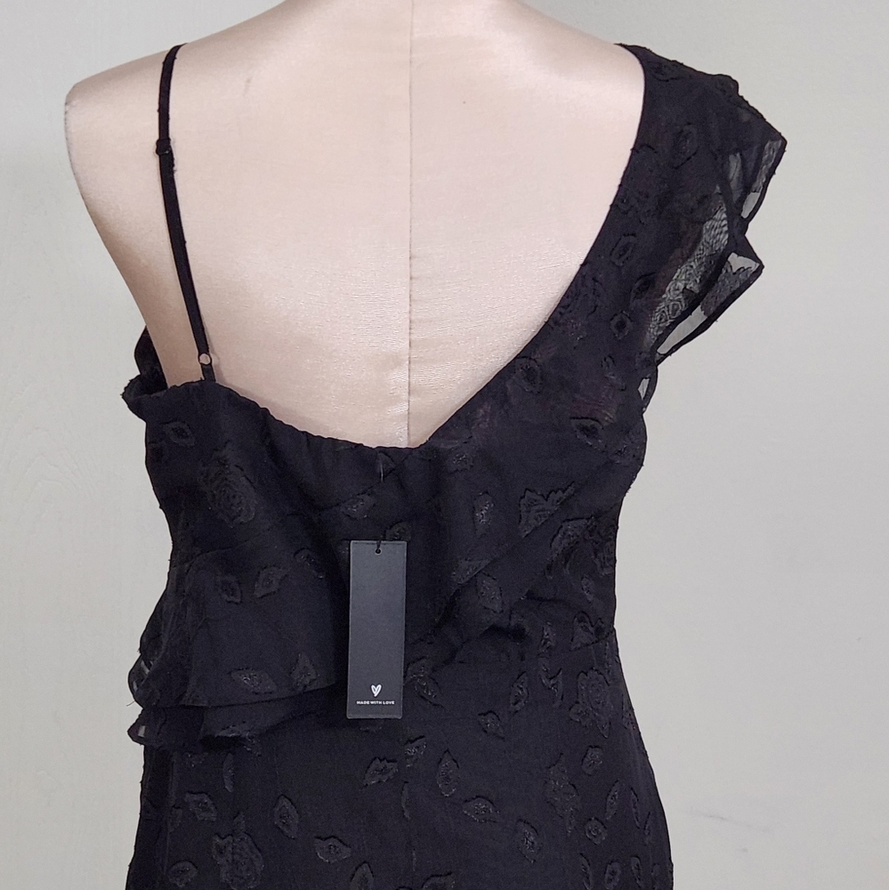 Lulus Forever Be Black Floral Jacquard Ruffled Maxi Dress - Picture 6 of 9